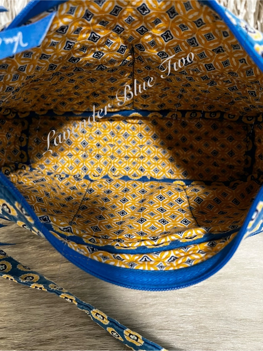VERA BRADLEY Riviera 2008 Libby Crossbody Purse Shoulder Bag Blue Yellow Y2K - Picture 13 of 15